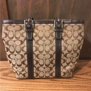 Coach Tan and Brown Signature Tote